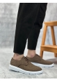 MirgeShoes Kahve Bağcıklı Klasik Casual Erkek Ayakkabı Keten Deri Yüksek BYZ Taban MRG01060002321