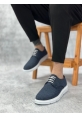 MirgeShoes Lacivert Bağcıklı Klasik Casual Erkek Ayakkabı Keten Deri Yüksek BYZ Taban MRG01060002321