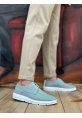 MirgeShoes Turkuaz Bağcıklı Klasik Casual Erkek Ayakkabı Keten Deri Yüksek BYZ Taban MRG01060002321