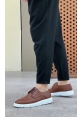 MirgeShoes Taba Bağcıklı Klasik Casual Erkek Ayakkabı Cilt Deri Yüksek BYZ Taban MRG01060002321