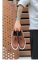 MirgeShoes Taba Bağcıklı Klasik Casual Erkek Ayakkabı Cilt Deri Yüksek BYZ Taban MRG01060002321
