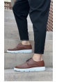 MirgeShoes Taba Bağcıklı Klasik Casual Erkek Ayakkabı Cilt Deri Yüksek BYZ Taban MRG01060002321