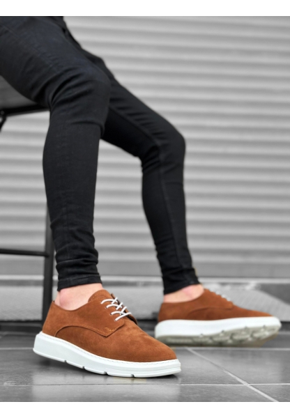 MirgeShoes Taba Bağcıklı Klasik Casual Erkek Ayakkabı Süet Deri Yüksek BYZ Taban MRG01060002321