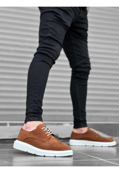 MirgeShoes Taba Bağcıklı Klasik Casual Erkek Ayakkabı Süet Deri Yüksek BYZ Taban MRG01060002321