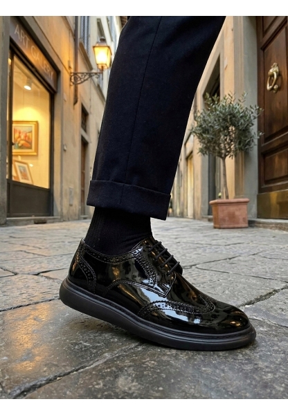 MRG0003 Yeni Sezon Siyah Rugan Lüks Brouge Klasik Ayakkabı
