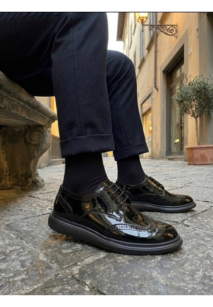 MRG0003 Yeni Sezon Siyah Rugan Lüks Brouge Klasik Ayakkabı