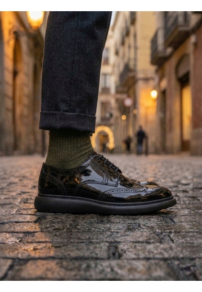 MRG0003 Yeni Sezon Siyah Rugan Lüks Brouge Klasik Ayakkabı