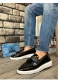 MirgeShoes Siyah Bağcıksız Püsküllü Erkek Loafer Ayakkabı Parlak Rugan Yüksek BYZ Taban MRG01060002323