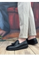 MirgeShoes Siyah Bağcıksız Püsküllü Erkek Loafer Ayakkabı Mat Süet Detaylı Yüksek SYH Taban MRG01060002323