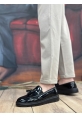 MirgeShoes Siyah Bağcıksız Püsküllü Erkek Loafer Ayakkabı Rugan Kemerli Yüksek SYH Taban MRG01060002323