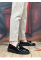 MirgeShoes Siyah Bağcıksız Püsküllü Erkek Loafer Ayakkabı Rugan Kemerli Yüksek SYH Taban MRG01060002323