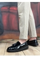 MirgeShoes Siyah Bağcıksız Püsküllü Erkek Loafer Ayakkabı Cilt-Süet Detaylı Yüksek SYH Taban MRG01060002323