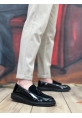 MirgeShoes Siyah Bağcıksız Püsküllü Erkek Loafer Ayakkabı Cilt-Süet Detaylı Yüksek SYH Taban MRG01060002323