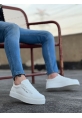 MirgeShoes Beyaz Bağcıklı Erkek Spor Klasik Ayakkabı Cilt Kalın BYZ Taban MRG010602422