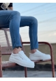MirgeShoes Beyaz Bağcıklı Erkek Spor Klasik Ayakkabı Cilt Kalın BYZ Taban MRG010602422