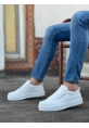 MirgeShoes Beyaz Bağcıklı Erkek Spor Klasik Ayakkabı Cilt Kalın BYZ Taban MRG010602422