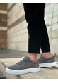 MirgeShoes Gri Bağcıklı Erkek Spor Klasik Ayakkabı Süet Deri Kalın BYZ Taban MRG010602422