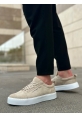MirgeShoes Krem Bağcıklı Erkek Spor Klasik Ayakkabı Süet Deri Kalın BYZ Taban MRG010602422