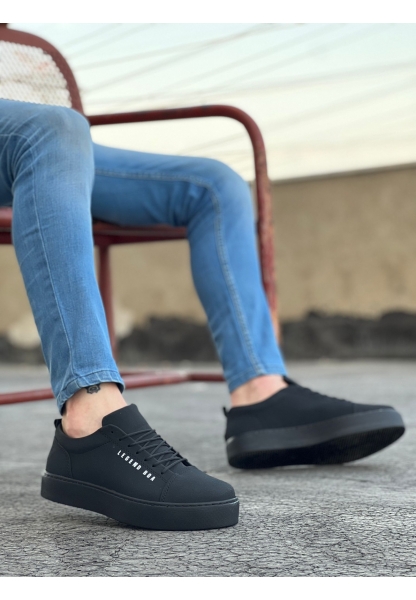 MirgeShoes Siyah Bağcıklı Erkek Spor Klasik Ayakkabı Nubuk Kalın SYH Taban MRG010602422
