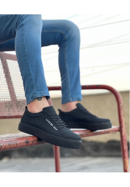 MirgeShoes Siyah Bağcıklı Erkek Spor Klasik Ayakkabı Nubuk Kalın SYH Taban MRG010602422