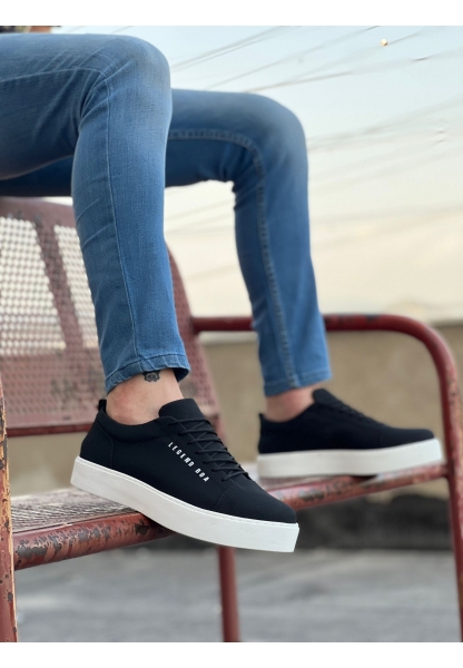 MirgeShoes Siyah Bağcıklı Erkek Spor Klasik Ayakkabı Nubuk Kalın BYZ Taban MRG010602422