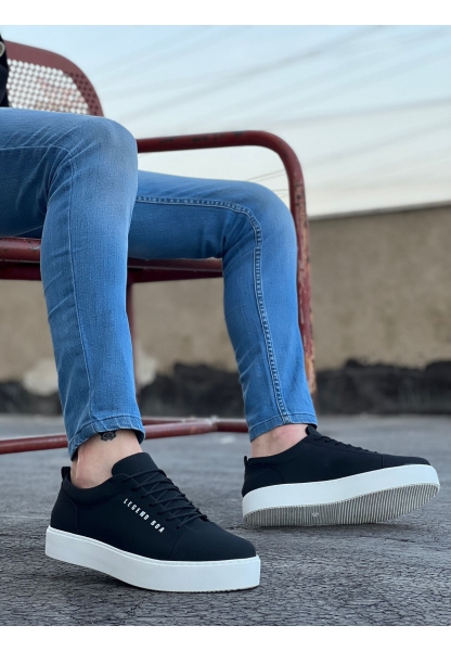 MirgeShoes Siyah Bağcıklı Erkek Spor Klasik Ayakkabı Nubuk Kalın BYZ Taban MRG010602422
