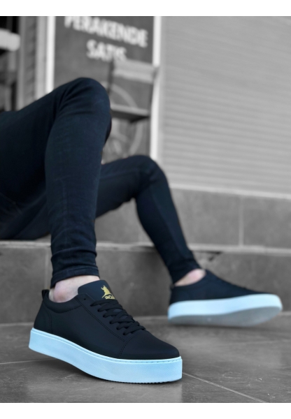 MirgeShoes Siyah Bağcıklı Erkek Spor Klasik Ayakkabı Cilt Deri Kalın BYZ Taban MRG010602422