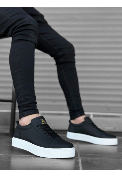 MirgeShoes Siyah Bağcıklı Erkek Spor Klasik Ayakkabı Cilt Deri Kalın BYZ Taban MRG010602422