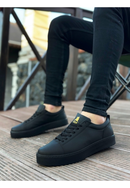 MirgeShoes Siyah Bağcıklı Erkek Spor Klasik Ayakkabı Cilt Deri Kalın SYH Taban MRG010602422