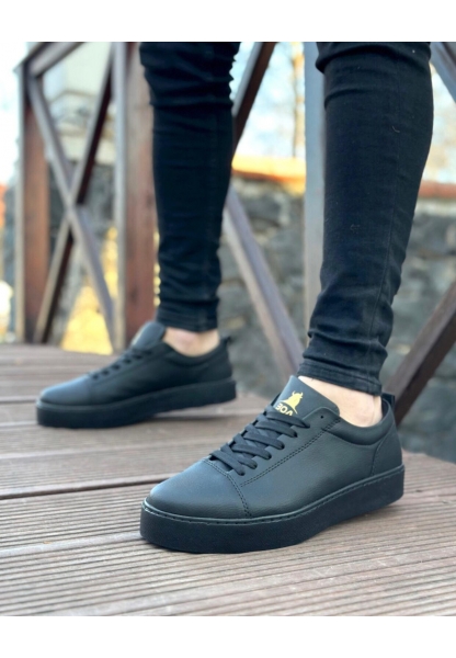 MirgeShoes Siyah Bağcıklı Erkek Spor Klasik Ayakkabı Cilt Deri Kalın SYH Taban MRG010602422