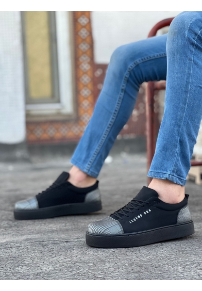 MirgeShoes Siyah Bağcıklı Erkek Spor Klasik Ayakkabı Ekose Süet Deri Kalın SYH Taban MRG010602422