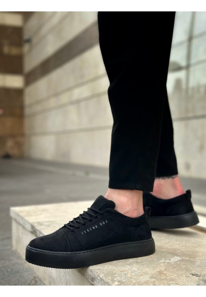 MirgeShoes Siyah Bağcıklı Erkek Spor Ayakkabı Süet Deri Kalın SYH Taban MRG010602422