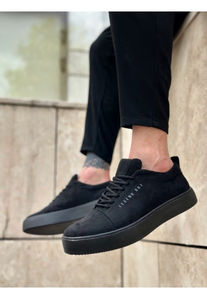 MirgeShoes Siyah Bağcıklı Erkek Spor Ayakkabı Süet Deri Kalın SYH Taban MRG010602422