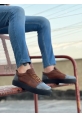 MirgeShoes Taba Bağcıklı Erkek Spor Ayakkabı Ekose Süet Deri Kalın SYH Taban MRG010602422