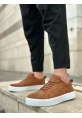 MirgeShoes Taba Bağcıklı Erkek Spor Ayakkabı Ekose Süet Deri Kalın BYZ Taban MRG010602422