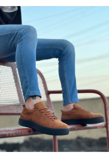 MirgeShoes Taba Bağcıklı Erkek Spor Ayakkabı Süet Kalın SYH Taban MRG010602422