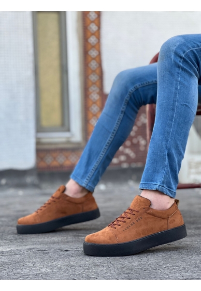 MirgeShoes Taba Bağcıklı Erkek Spor Ayakkabı Süet Kalın SYH Taban MRG010602422