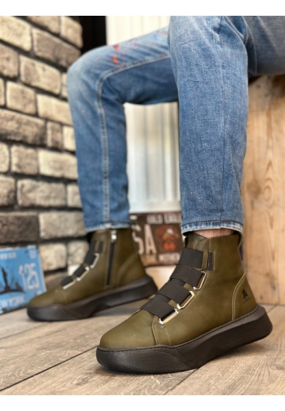 MRG0142 Bantlı Erkek Yüksek Taban Haki Spor Bot