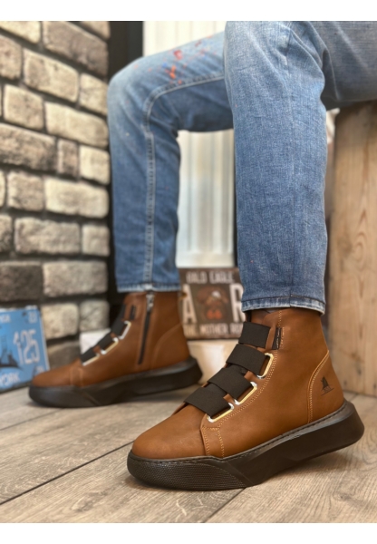 MirgeShoes Kahve Bantlı Erkek Spor Klasik Bilek Bot Vinnex Yüksek SYH Taban MRG010602460