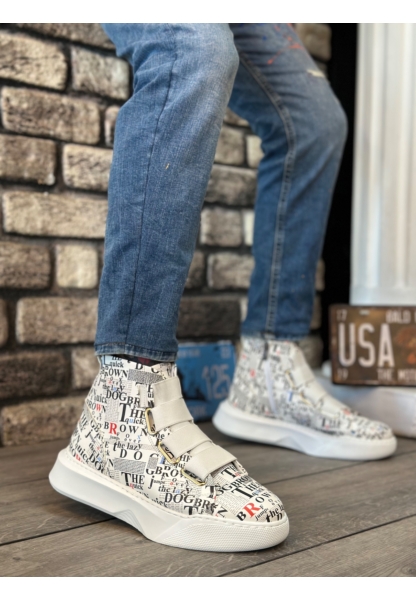 MirgeShoes Rengarenk Bantlı Erkek Spor Klasik Bilek Bot Modelli Vinnex Yüksek BYZ Taban MRG010602460