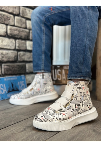 MirgeShoes Rengarenk Bantlı Erkek Spor Klasik Bilek Bot Modelli Vinnex Yüksek BYZ Taban MRG010602460