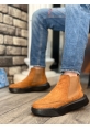 MirgeShoes Taba Bağcıksız Erkek Spor Bot Süet Deri Yüksek SYH Taban MRG010602468