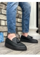 MirgeShoes Siyah Bağcıksız Püsküllü Erkek Casual Ayakkabı Cilt Deri Yüksek SYH Taban MRG010602472
