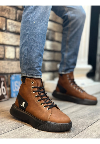 MirgeShoes Taba Bağcıklı Erkek Spor Bot Vinnex Yüksek Kalın SYH Taban MRG010602473
