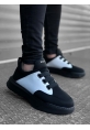 MirgeShoes Siyah-Beyaz Bantlı Erkek Spor Ayakkabı Yüksek SYH Taban MRG010602478