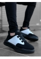 MirgeShoes Siyah-Beyaz Bantlı Erkek Spor Ayakkabı Yüksek SYH Taban MRG010602478