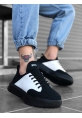 MirgeShoes Siyah-Beyaz Bağcıklı Erkek Spor Ayakkabı Yüksek SYH Taban MRG010602481