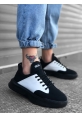 MirgeShoes Siyah-Beyaz Bağcıklı Erkek Spor Ayakkabı Yüksek SYH Taban MRG010602481