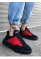 MRG0163 Bağcıklı Erkek Yüksek Taban Siyah Kırmızı Spor Ayakkabı