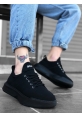 MRG0163 Bağcıklı Erkek Yüksek Taban Siyah Spor Ayakkabı
